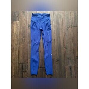 Lululemon Fast & Free High Rise 25” Leggings Size 0 Blue Nulux Running Athletic